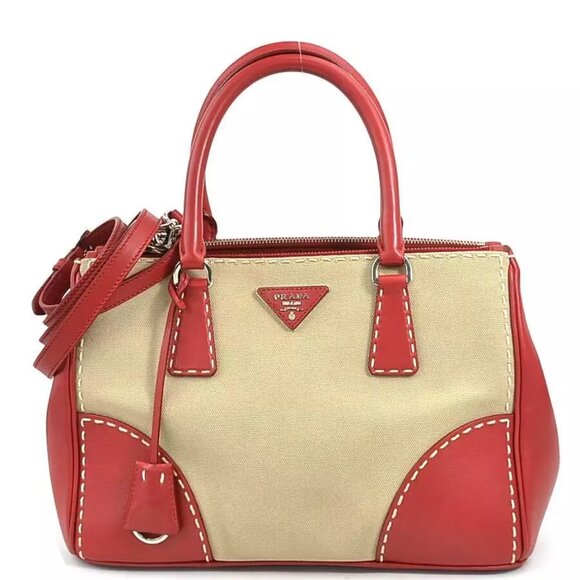 Authenticity guaranteed PRADA Handbag Crossbody Shoulder Bag Red/ - Picture 1 of 16